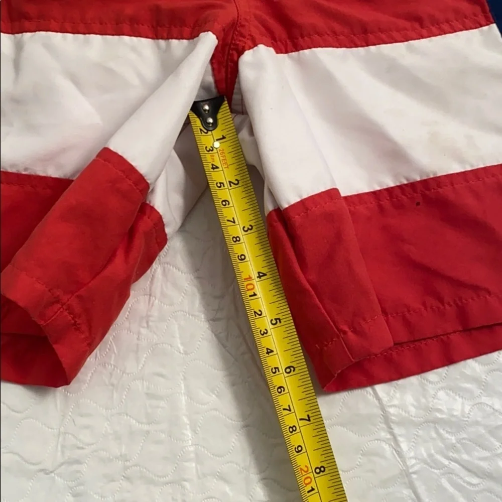 Heartstrings American Flag red white blue swim trunks 12
